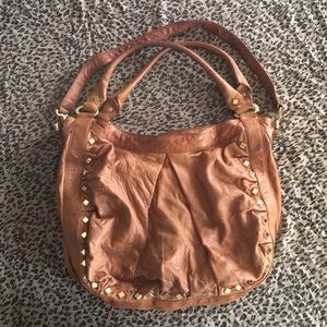 Treesje Camel Leather Studded Bag